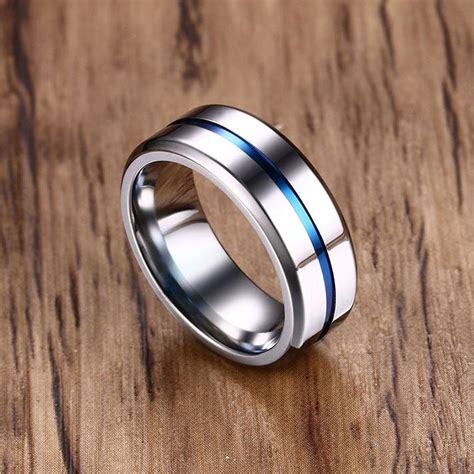 Cheap Black Silver Color Stainless Steel Rings For Men Rainbow Thin