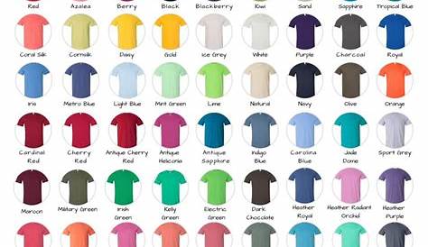 gildan shirt color chart