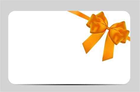 Blank T Card Template With Orange Bow And Ribbon Vector