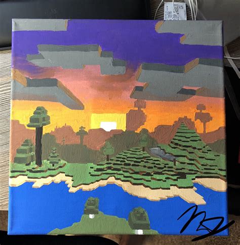 My Attempt At A Minecraft Acrylic Painting Rminecraft