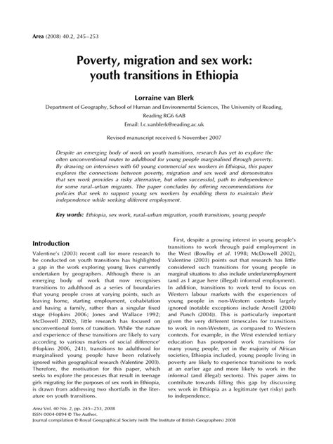 poverty migration and sex work youth transitions in ethiopia pdf youth informal sector