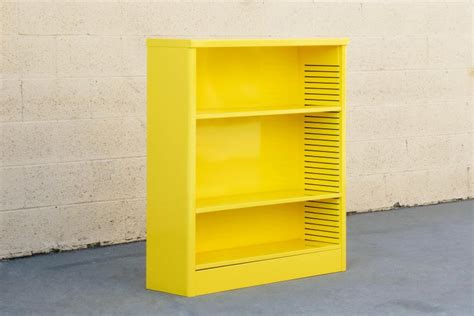 1960s Steel Bookcase In Yellow Custom Refinished To Order For Sale At