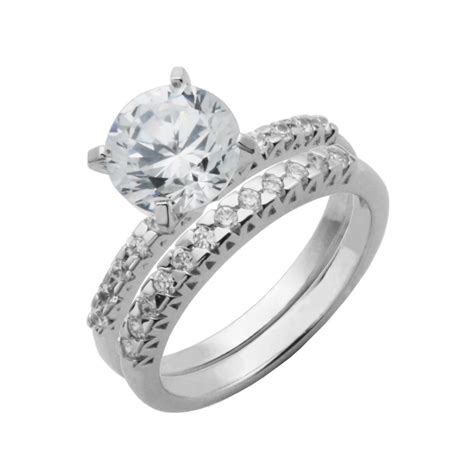 See preset engagement rings, wedding rings and diamond jewelry. PAJ "Bride to Be" Sterling Silver 8mm Round Cubic Zirconia Engagement Ring Set | Walmart Canada