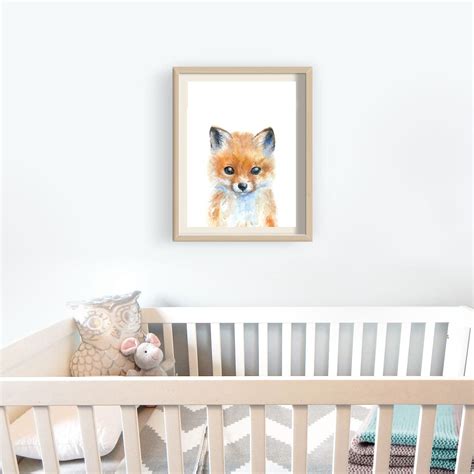 Baby Fox Art Woodland Nursery Print Forest Animal Wall Décor Etsy