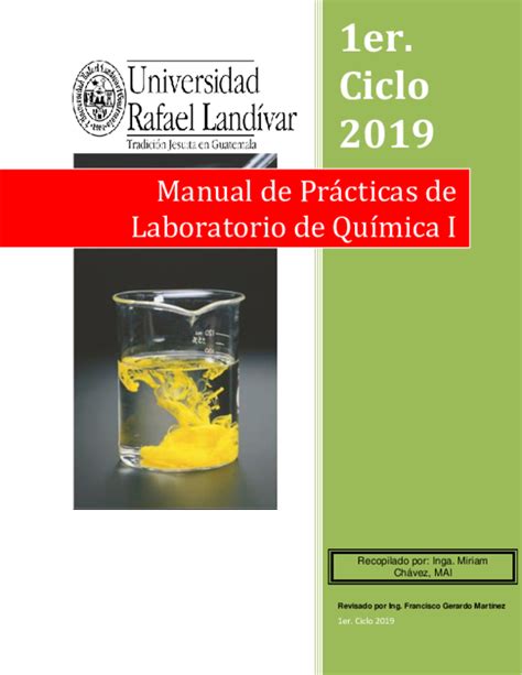 Doc Manual De Prácticas De Laboratorio Química I Primer Ciclo