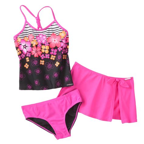 Zeroxposur Floral 3 Pc Tankini Swimsuit Set Girls 7 16 Swimsuit