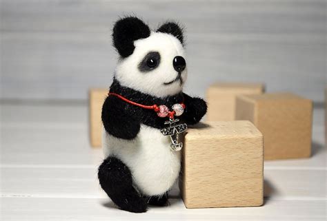 Miniature Panda Bear Artist Panda Toy Stuffed Panda Etsy