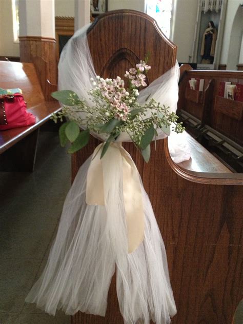 Pew Bows With Seeded Eucalyptus Pink Waxflower And Babys Breath 5