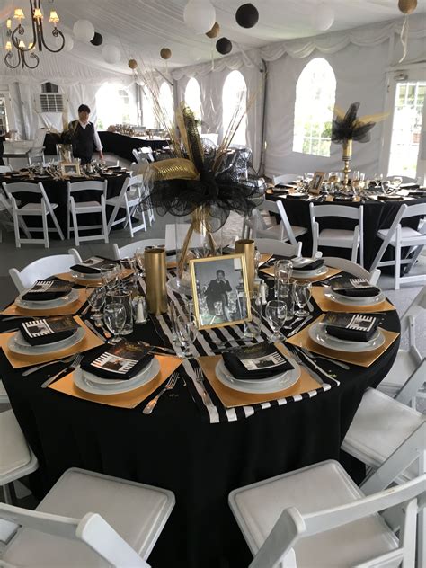 Black And Gold Table Decor Salvabrani 70th Birthday Parties 50th