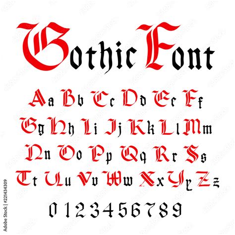Classic Gothic Font Set Of Ancient Letters Isolated On White Vector De