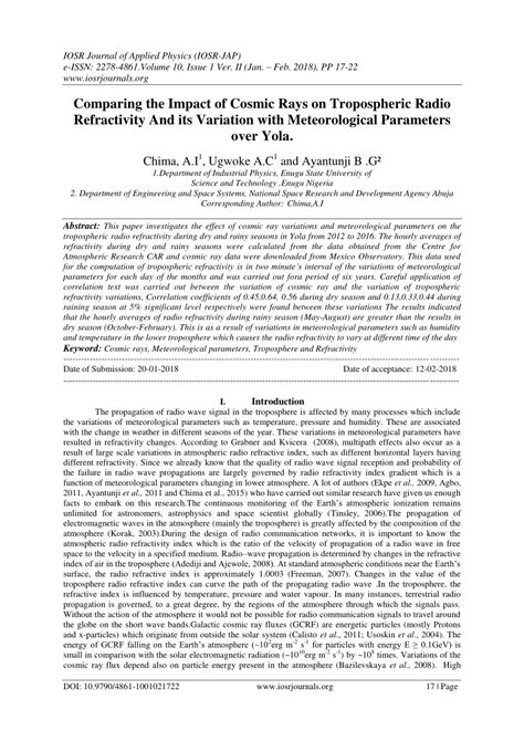 Pdf Comparing The Impact Of Cosmic Rays On Tropospheric Radio