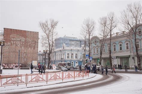 Winter Architecture The City Irkutsk Editorial Stock Image Image Of