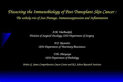 Ppt Dissecting The Immunobiology Of Post Transplant Skin Cancer The