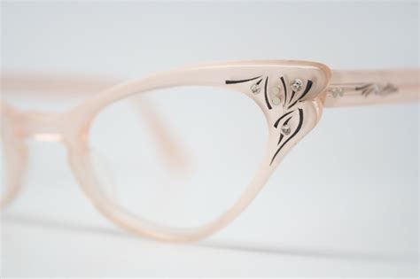 Cat Eye Glasses Pink Rhinestone Vintage 1950s Eyewear Cateye Etsy