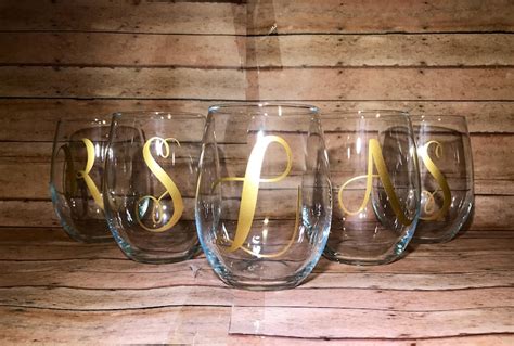 Initial Monogram Wine Glass Personalized Wine Glass Etsy