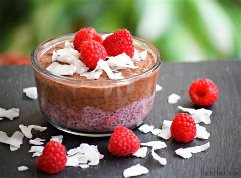 Chocolate Raspberry Coconut Chia Pudding With Unsweetened