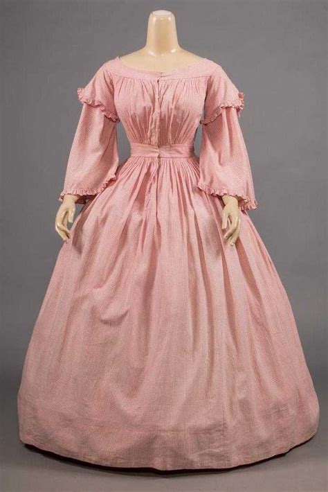 Pink Gingham Day Dress 1850s Ladies Day Dresses Old Dresses Vintage