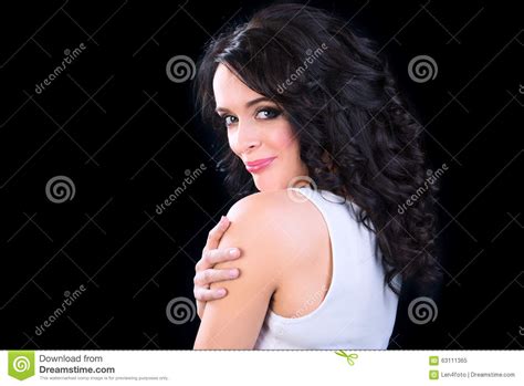 Beautiful Brunette Woman With Curly Hair Stock Image Image Of