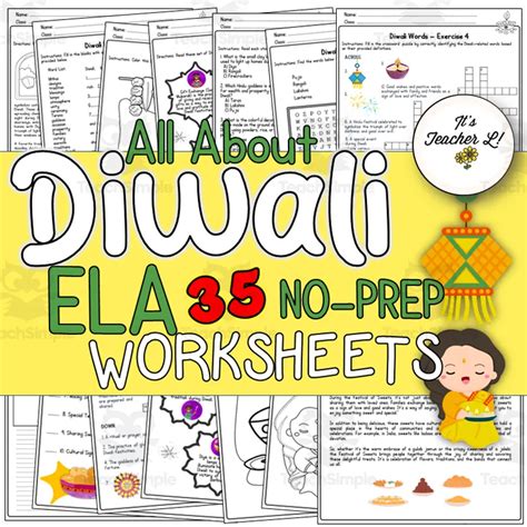 Diwali Deepavali No Prep Ela Worksheets By Teach Simple