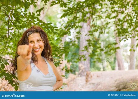 Woman Pointing Toward The Viewer Stock Image Image Of Buxom Camera