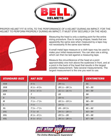 If this isn't possible, follow the steps below and refer to the chart. Sizing Chart: Bell Auto Racing Helmets