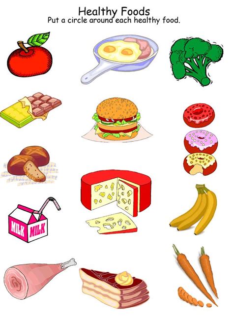 Healthy Foods Worksheet - Homeschool Helper | Eating Right | Pinterest