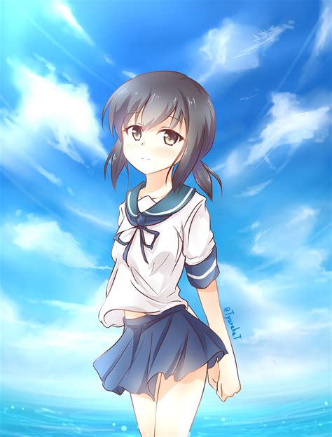 Wallpaper Anime Girls Kantai Collection Fubuki Kancolle Ponytail