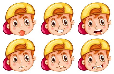 Boy With Different Emotions 433132 Vector Art At Vecteezy