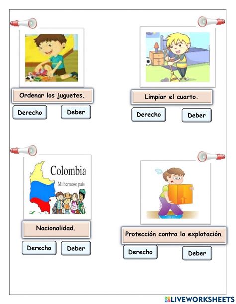 Ejercicio De Quiz De Derechos Y Deberes De Los Niños Deberes De Los