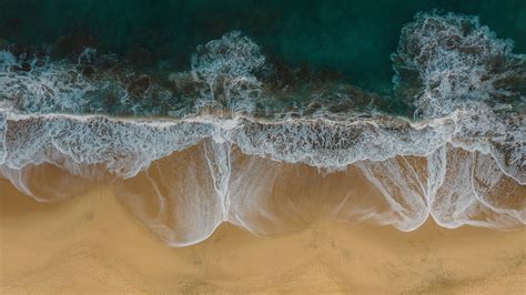 Download Wallpaper 2560x1440 Beach Coast Sand Waves Shore