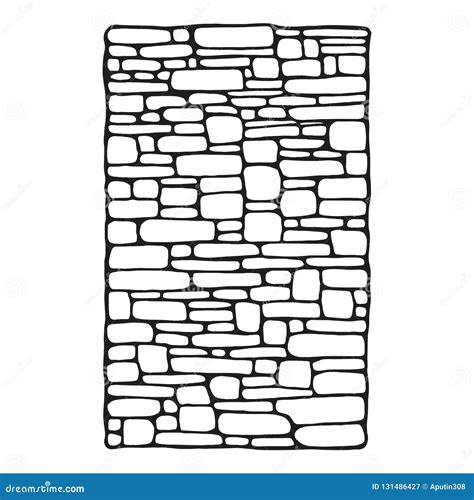 Stone Wall Masonry Decorative Vector Sketch Isolated Object Stock