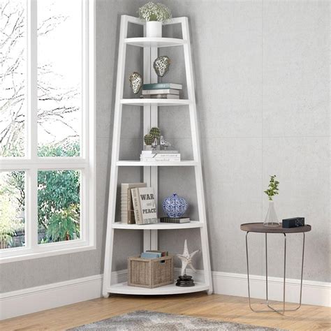 70 Inch Tall Corner Shelf 5 Tier Rustic Corner Bookshelf Etsy