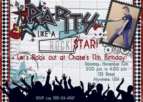 Rock Star Birthday Party Invitation Etsy