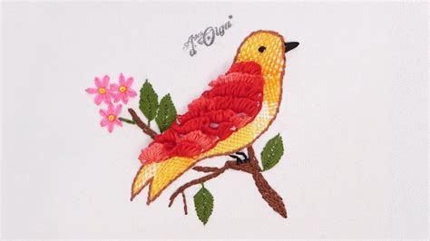 Cómo Bordar Un Pájaro En Alto Relieve How To Embroider A Bird Youtube