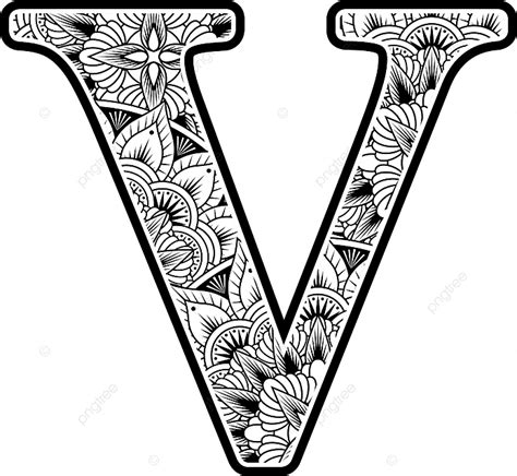 Capital Letters Vector Art Png Capital Letter V With Abstract Flowers