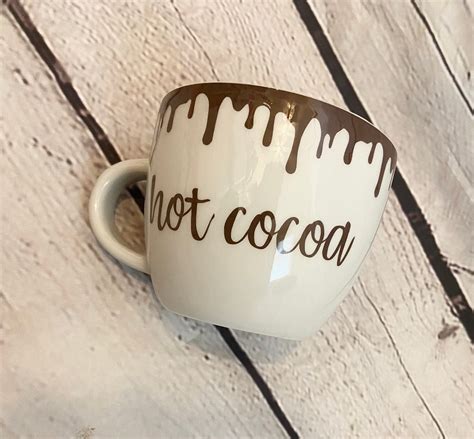 hot cocoa mug hot chocolate mug dripping chocolate coffee etsy
