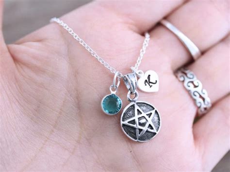 Sterling Silver Pentagram Necklace Five Pointed Star Etsy