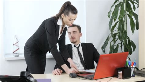 Sexual Harassment Office Boss Flirts Secretary Stock Footage Video 100