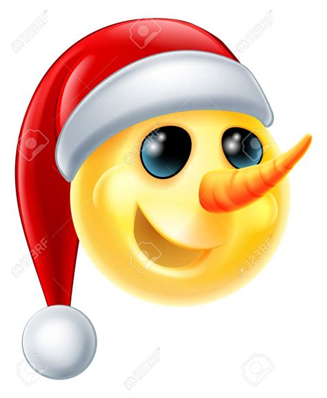 A Snowman Christmas Emoticon Emoji Wearing A Santa Hat Snowman