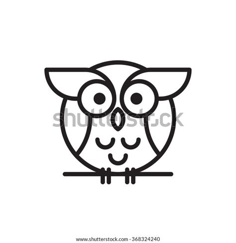 Cute Vector Owl Big Eyes Sitting Stock Vector Royalty Free 368324240