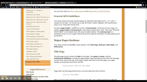 Let's start with the basic elements for the apa website citation. APA Style Using OWL at Purdue for ENG 101 - YouTube