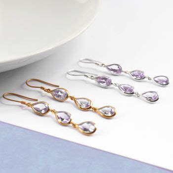 Sterling Silver Triple Amethyst Dangly Teardrop By Martha Jackson