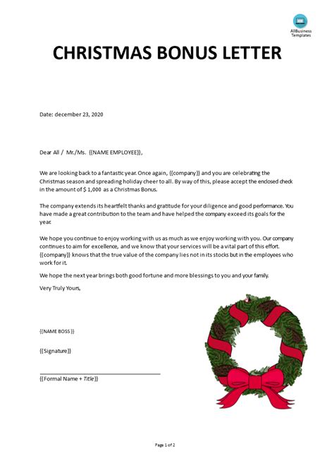 Refer the samples, templates, and email format for use our free sample christmas party invitation letter to help you get started. Christmas Bonus Letter | Templates at allbusinesstemplates.com