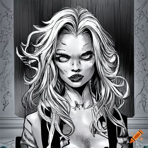 Black And White Comic Book Art Of A Blond Woman
