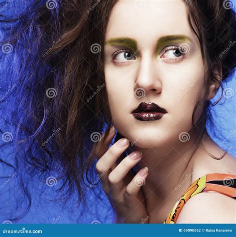 Beautiful Young Woman With Bright Make Up Stock Photo Image Of Girl