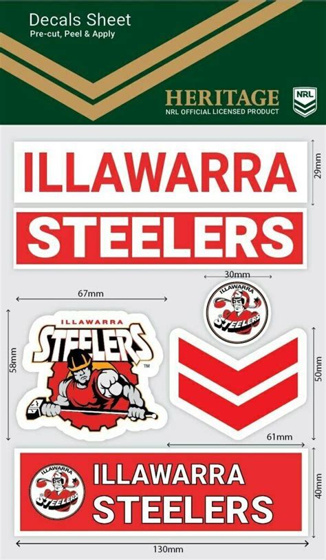 Illawarra Steelers Heritage Nrl Sticker Decal Sheet Stickers Wordmark