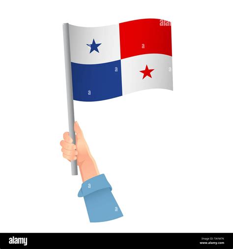 Panama Flag In Hand Patriotic Background National Flag Of Panama