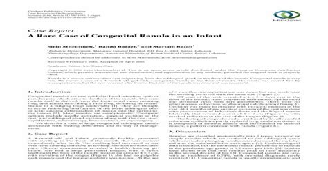 Download Pdf Case Report A Rare Case Of Congenital Ranula In An