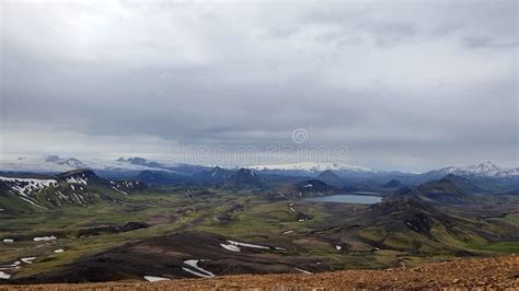 Lake Alftavatn With Three Glaciers Eyjafjallajokull Myrdalsjokull