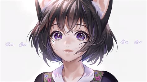 обои аниме Аниме девушки девочка кошка Кошачьи уши черные волосы